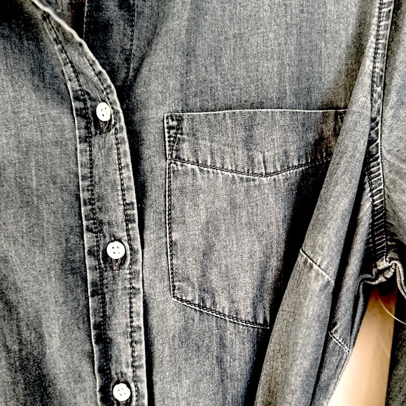 St John’s Bay NWOT Soft Button Down Jean Dress Adjustable Sleeves Sz S - Picture 4 of 14